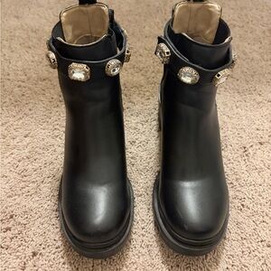 Steve Madden Black Ankle Boots with Jewel Accents